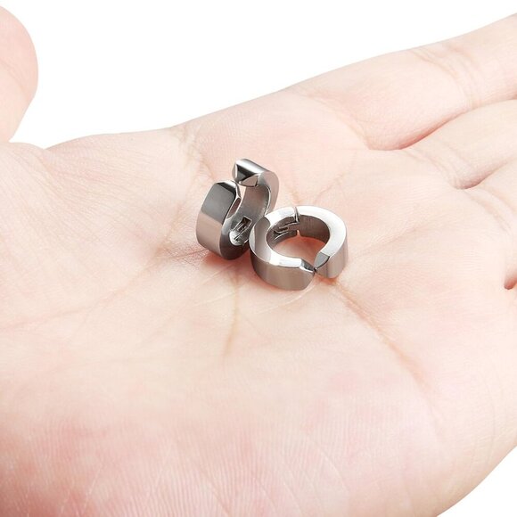 Stylish Stainless Steel Clip-On Huggie Hoops - Non-Piercing Earrings for All - Picture 6 of 7